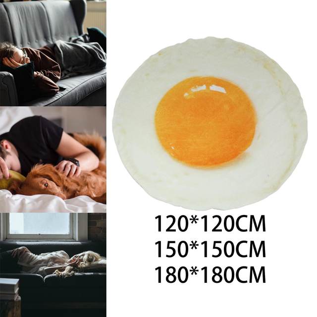 Realistic Food Egg Blanket Funny Cozy Fried Egg Birthday Warm Novelty Yolk Soft Double Sided Gifts Wrap for Travel Bed Adults