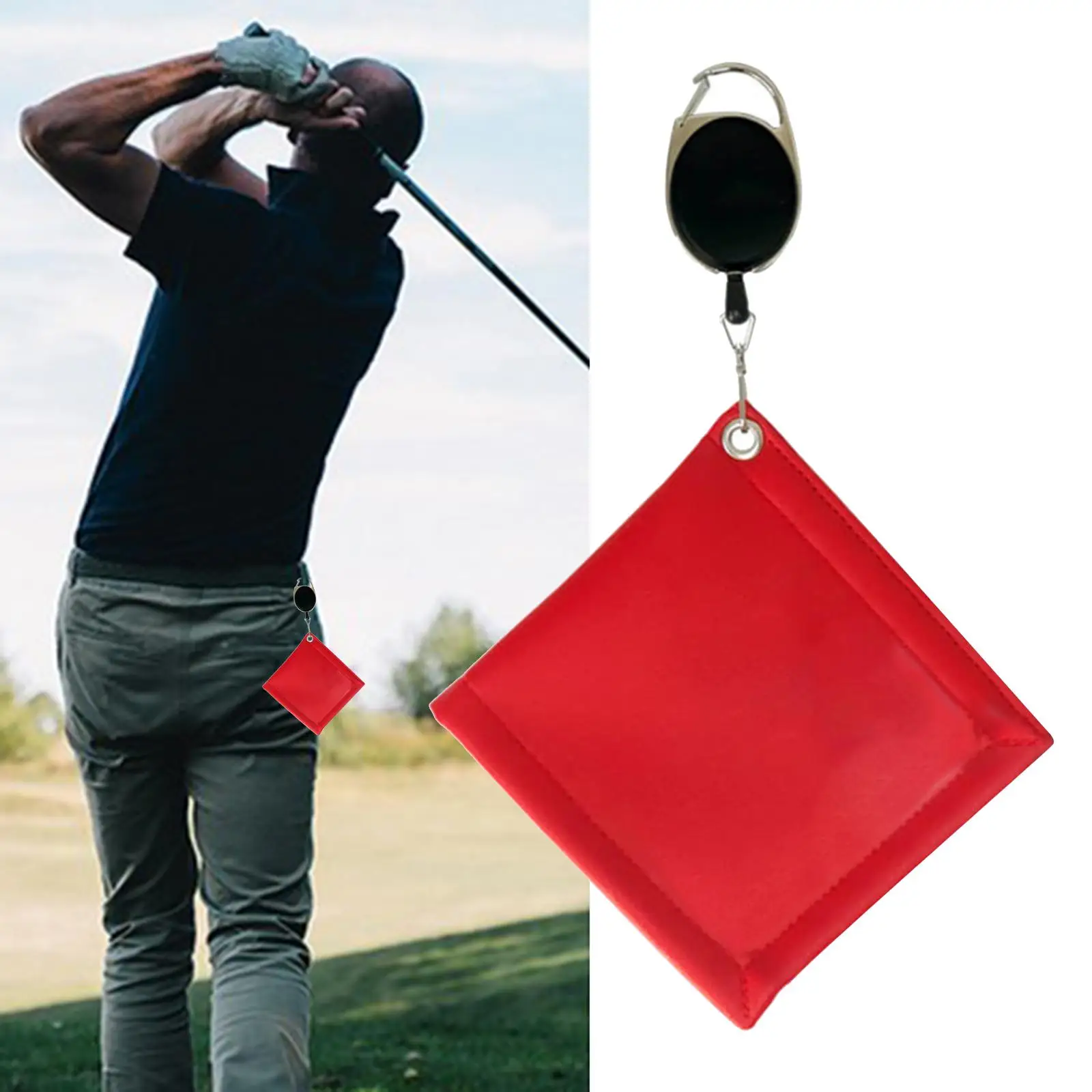 Golf Towel with Carabiner Hook Wiping Cloth Faux Leather for Golfers Outdoor Fitness