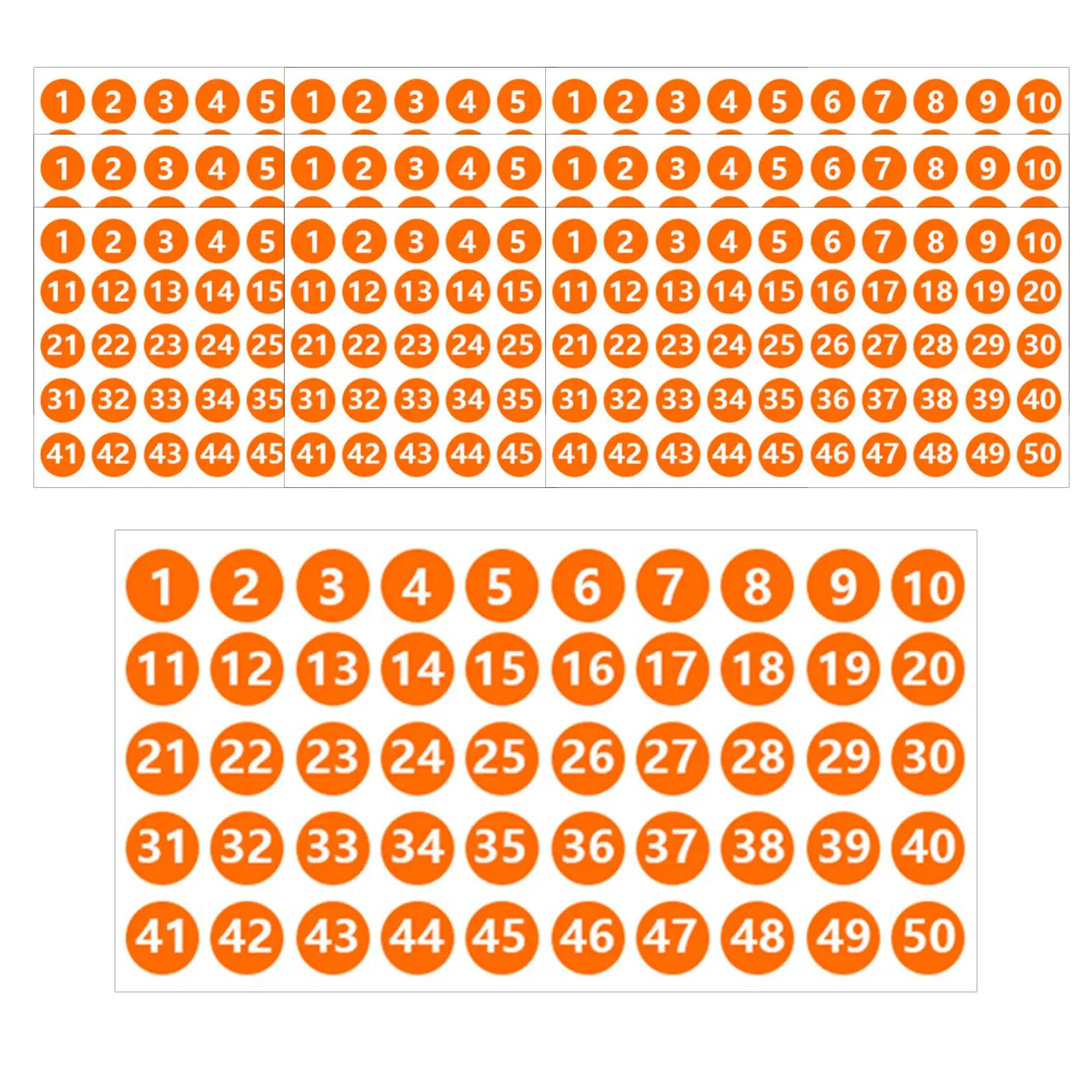 Number Stickers Labels Round Orange Multifunction Decals Consecutive for Sports Events Crafts Sales Bags Letter Gift Wrapping