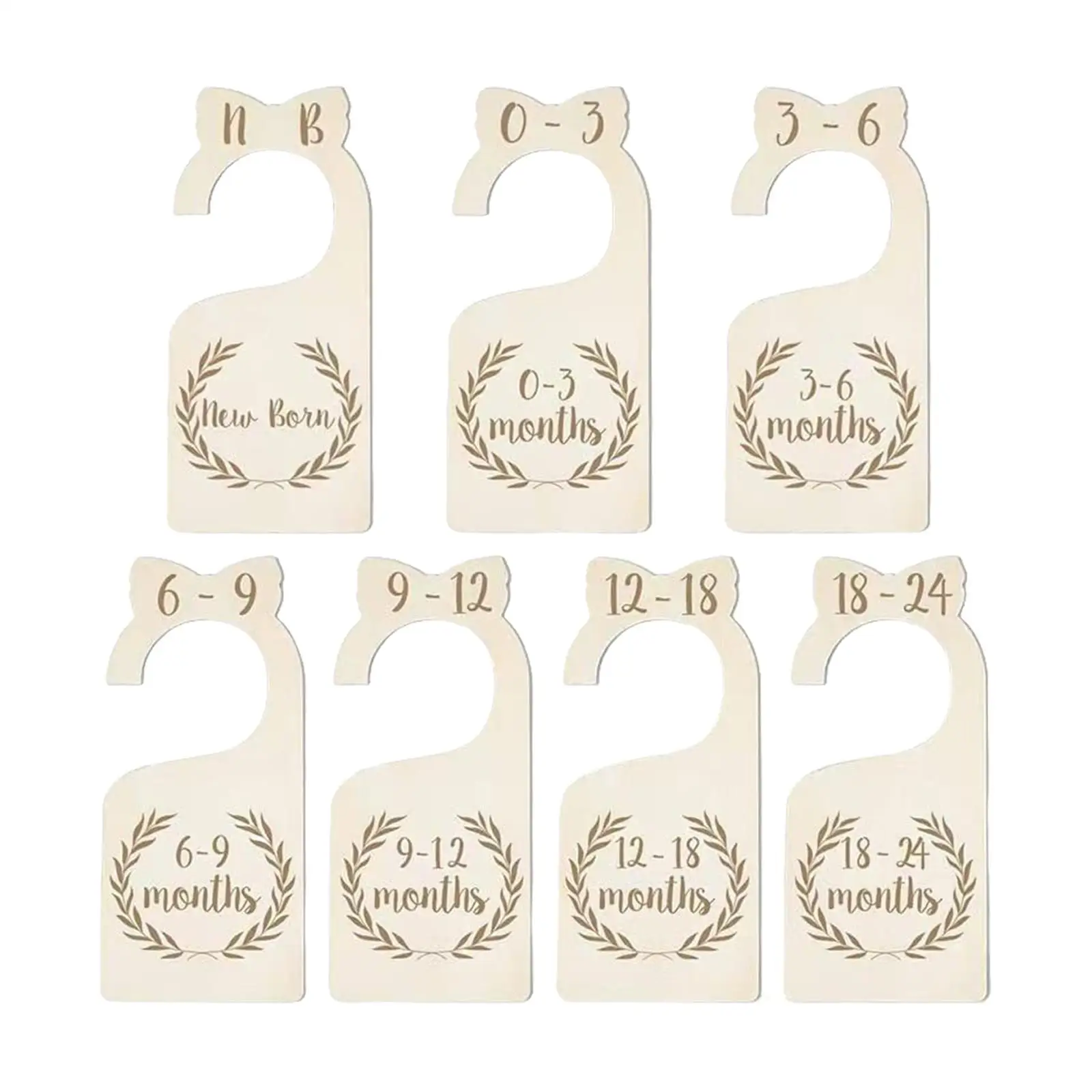 7Pcs wood Closet Dividers Clothing Size Age Dividers Double Sided Baby Clothes Size Hanger Organizer for Bedroom Birthday