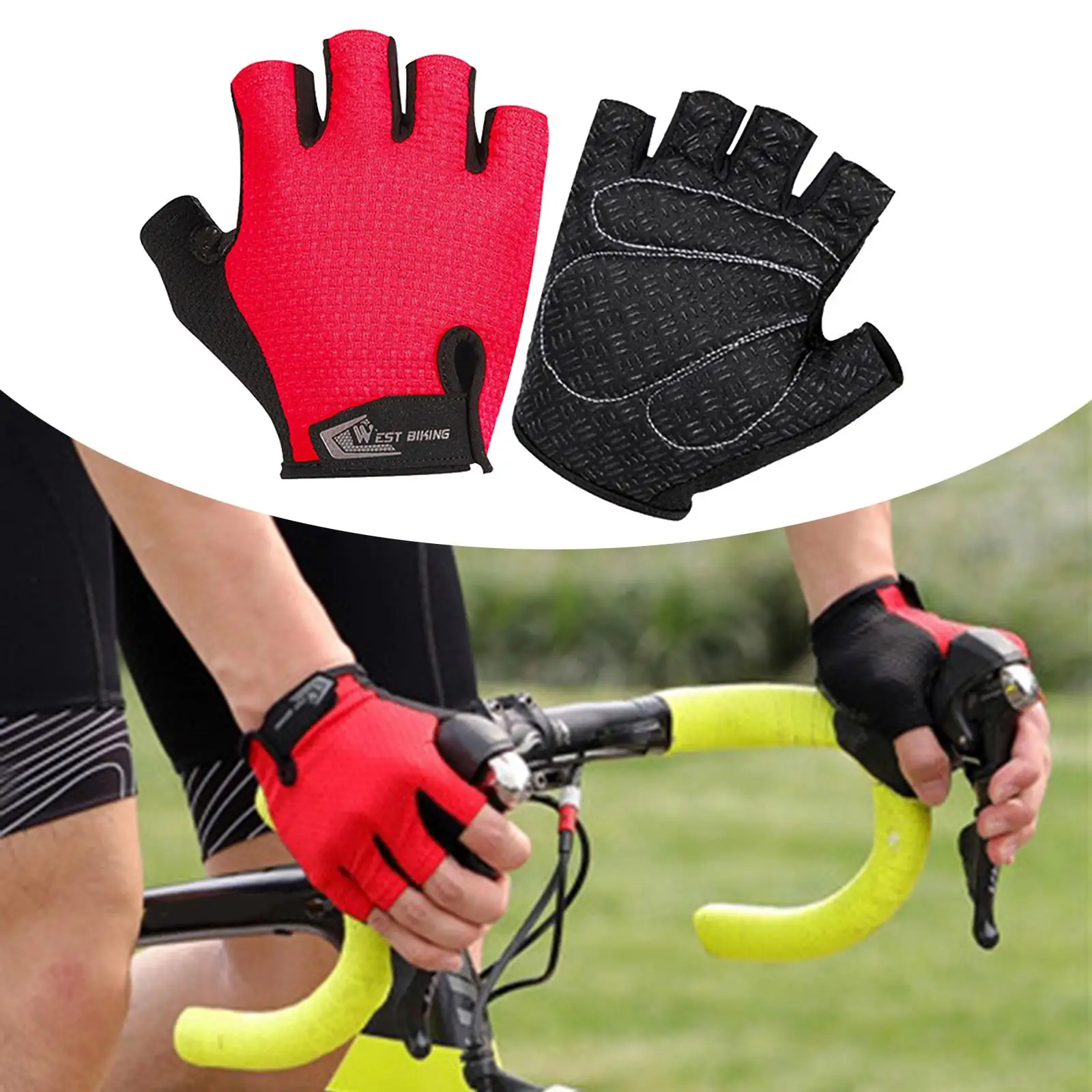 Cycling Gloves | Half Finger Bike Gloves |  , Shock Absorbing Padded Breathable Half Finger Short  Gloves Accessories