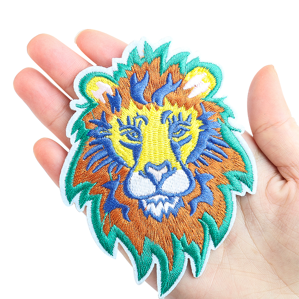 Rinbow King LionAnimal Stickerei Hot Melt Kleber Eisen auf Patches Jeans Nähen Stoff DIY Applikation Patchwork Wild LIFE im Freien – Detail 5