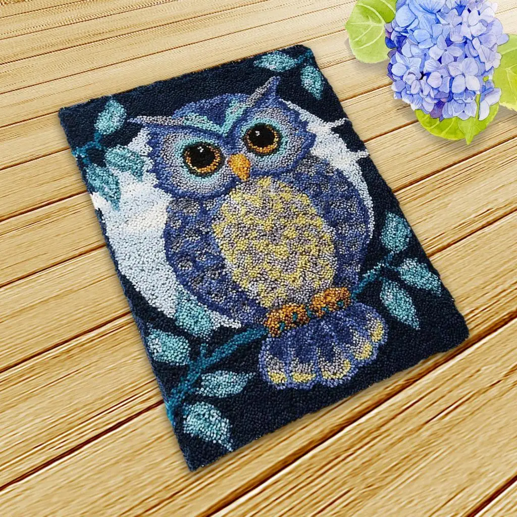 Owl Latch DIY Rug Making Kit 20x14inch DIY Rug Crochet Yarn Kits Crochet Carpet Carpet Latch Hooking Kits Embroidery Carpet Set