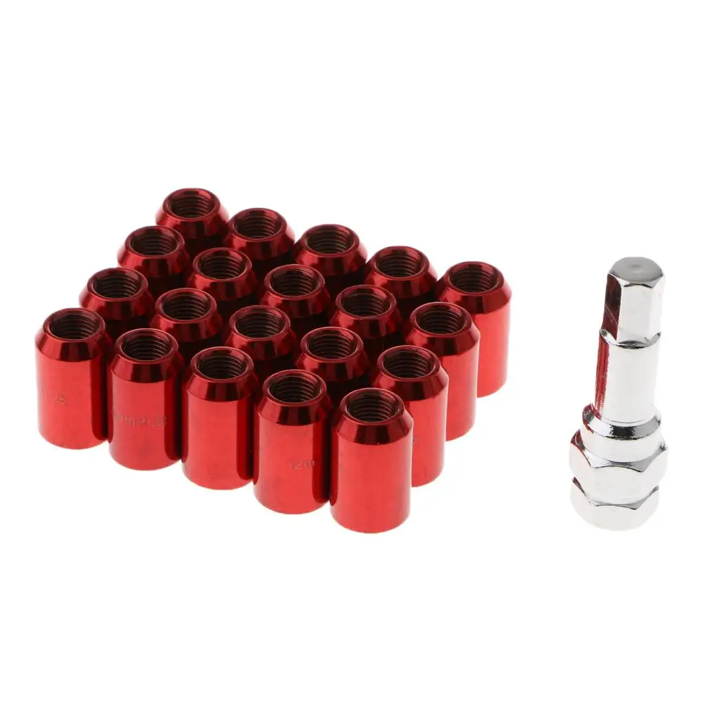 20 PIECES M12X1.25MM THREAD RACING WHEEL LUG NUTS WITH REMOVAL TOOL