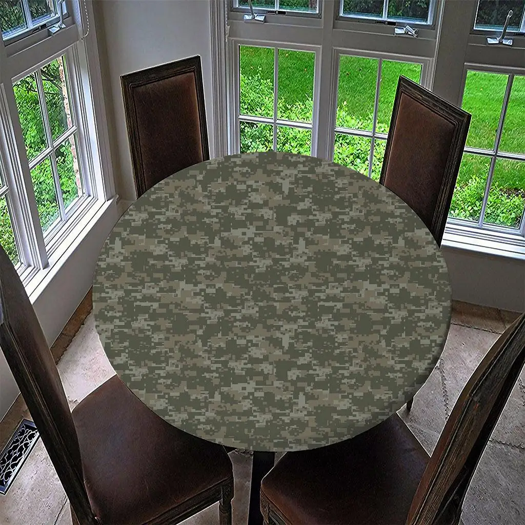 Round  Elastic Table Cover -  Pattern Kitchen Decor -- Fits  55`` Diameter