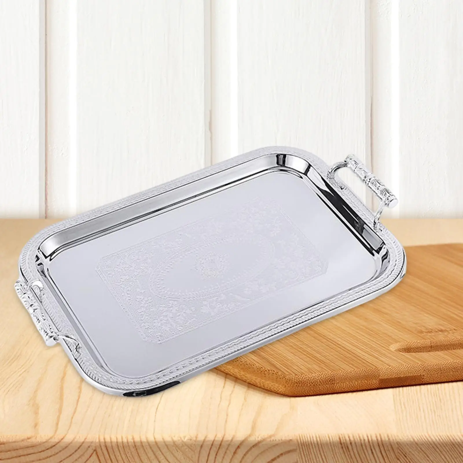 Modern Elegant Rectangle Serving Tray with Handles Decorative Tray for Living Room Restaurant Table Eating Storing Home