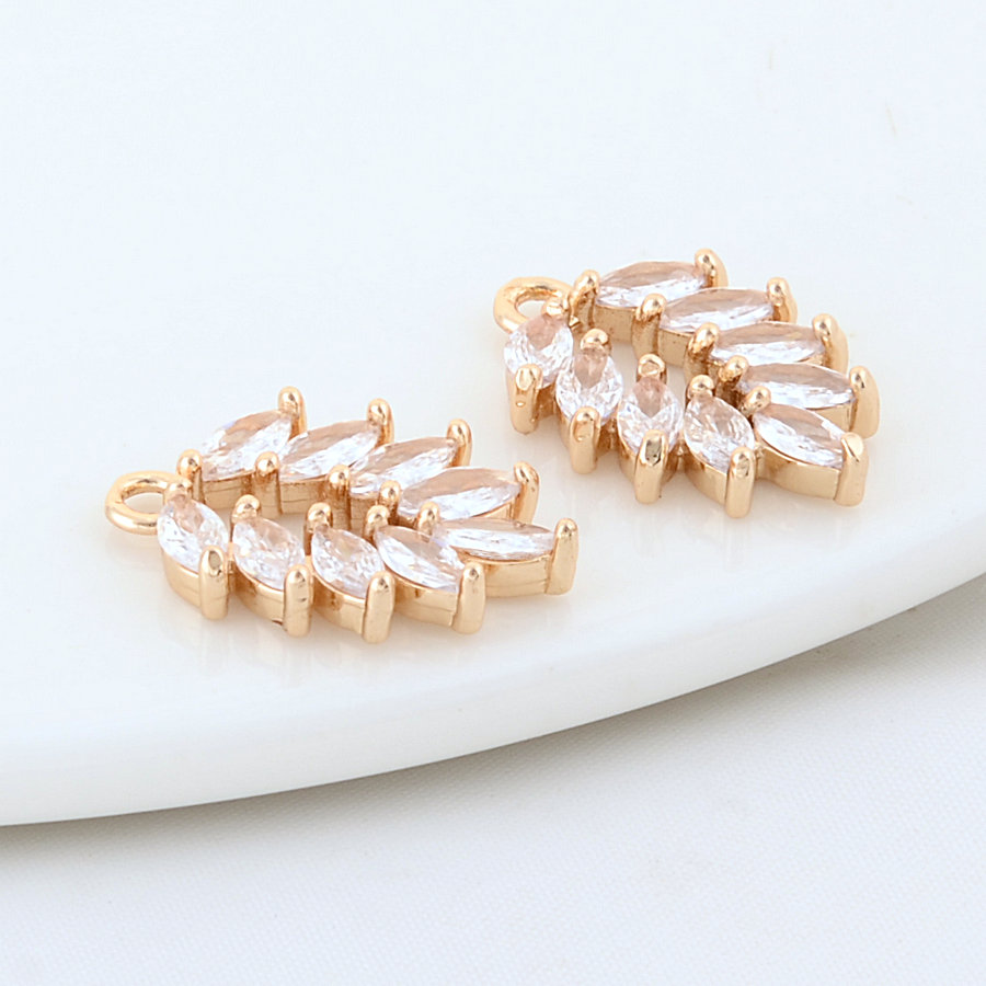 19MM 16MM 18MM 14K vergoldetes Messing Blatt Blätter Charms Anhänger Halskette Ohrringe Schmuckherstellung Zubehör Zubehör – Detail 4