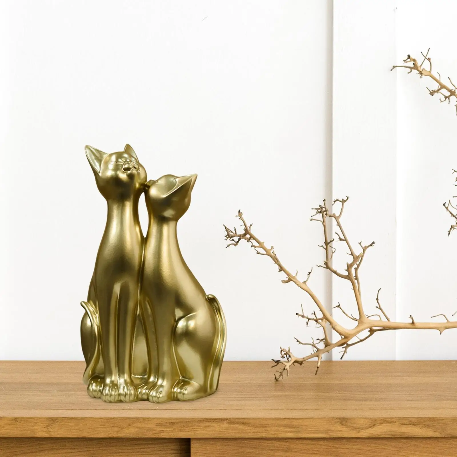 Couple Cat Animal Statues Sculpture Artwork Table Centerpiece Resin Figurines