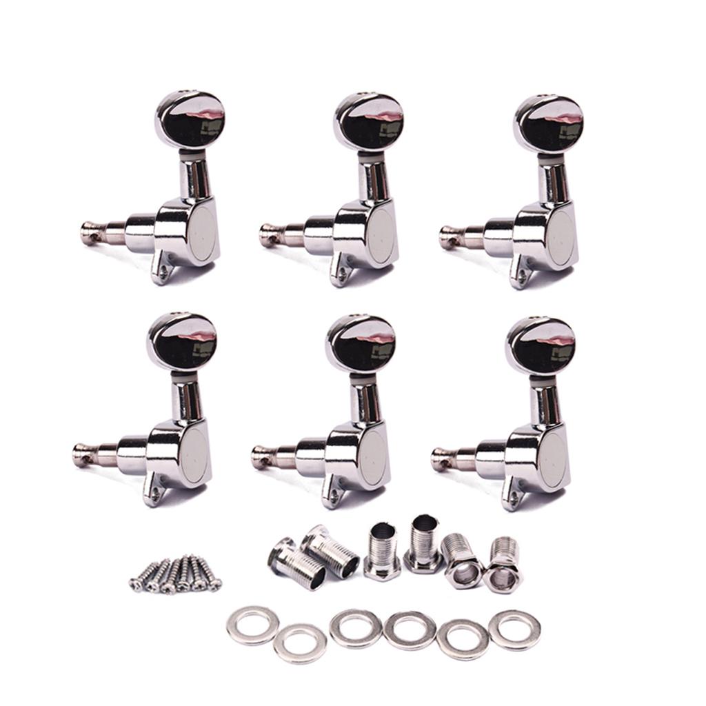 Guitar String Machine Heads 6L Tuning Pegs  Set Chrome