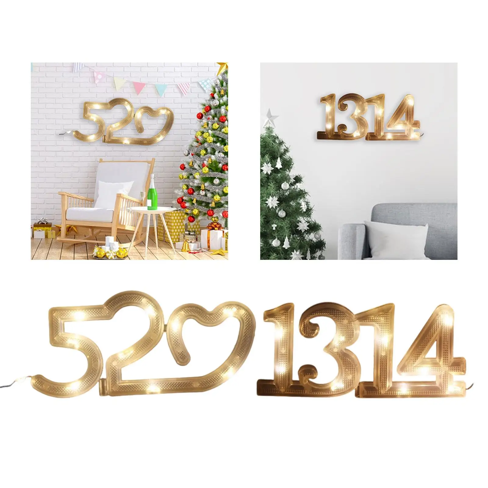LED Christmas Number String Light Ornament Lamp Bouquet Light Hanging Lighting for Living Room Outdoor Party Decor