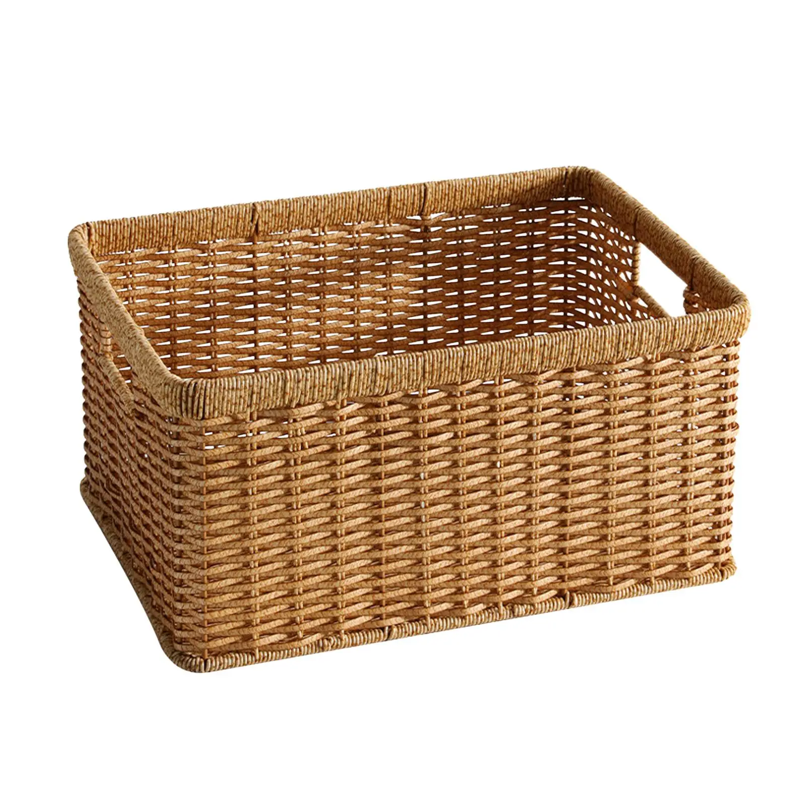 Handmade Basket Rectangle Picnic Basket Storing Snacks, Household Cleaning Hand Woven Storage Basket for Cabinets Bathroom