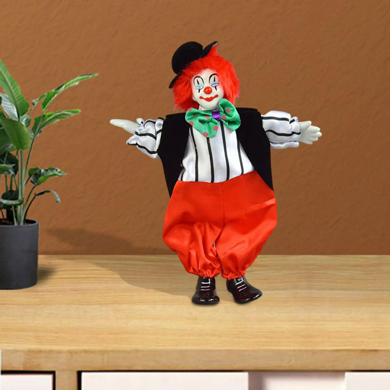 Clown Doll Ornament Sitting & Standing Porcelain Clown Model for Holiday