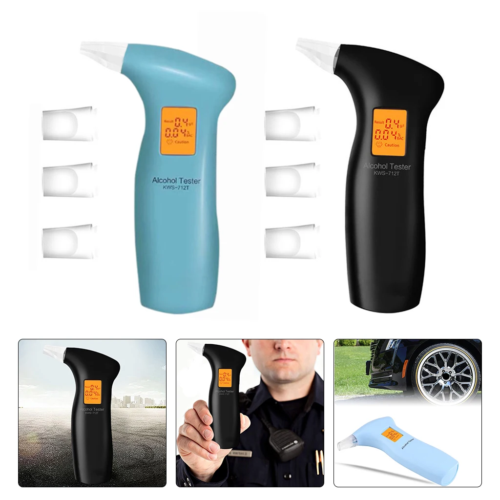 Breathalyser with 4 Mouthpieces LCD Display Breath Alcohol  Professional