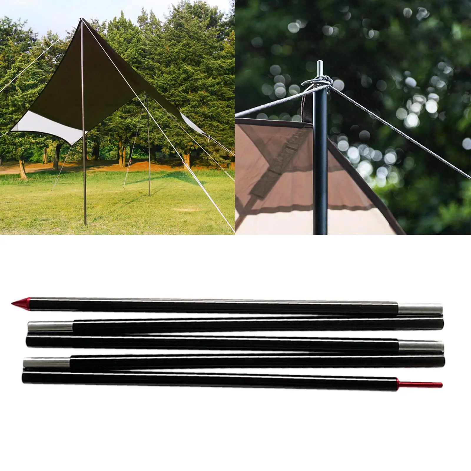 Tarp Support Poles 220cm Backpacking Canopy Awning Tent Rod with Storage Bag