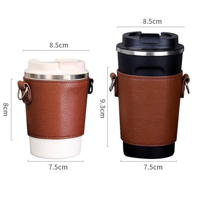 Leather Coffee Cup Holder Strap  Coffee Cup Sleeve Holder - Water Bottle &  Cup Accessories - Aliexpress