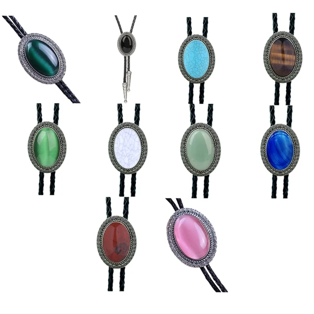 Blank Bolo Tie Parts Kit Assorted Colors DIY Silver Tone Supplies for 4 Ties