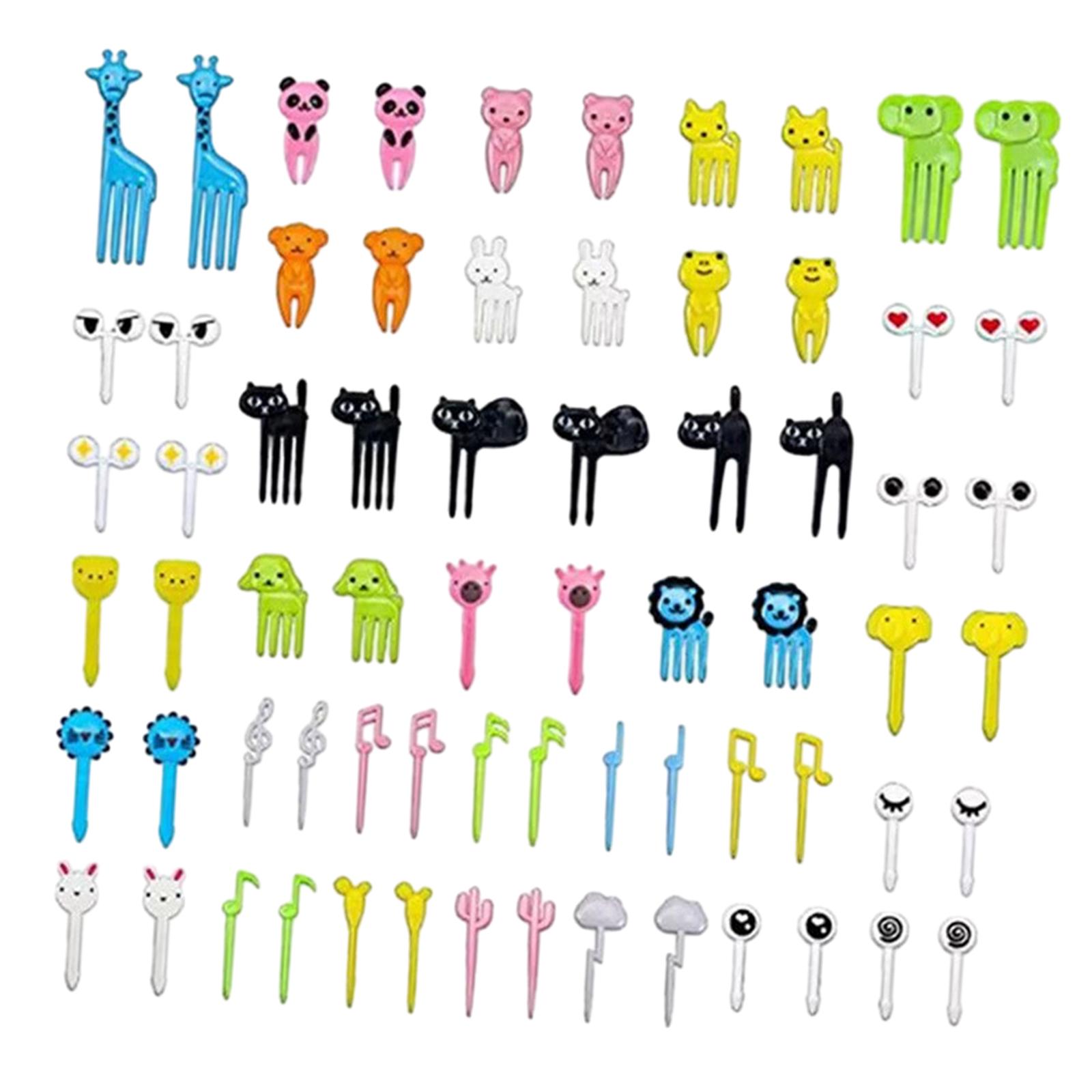 68Pcs Bento Box Picks Assorted Snacks Dessert Fork Animal Shape Kids Food Picks for Party Sandwich Cheeses Pastry Snacks