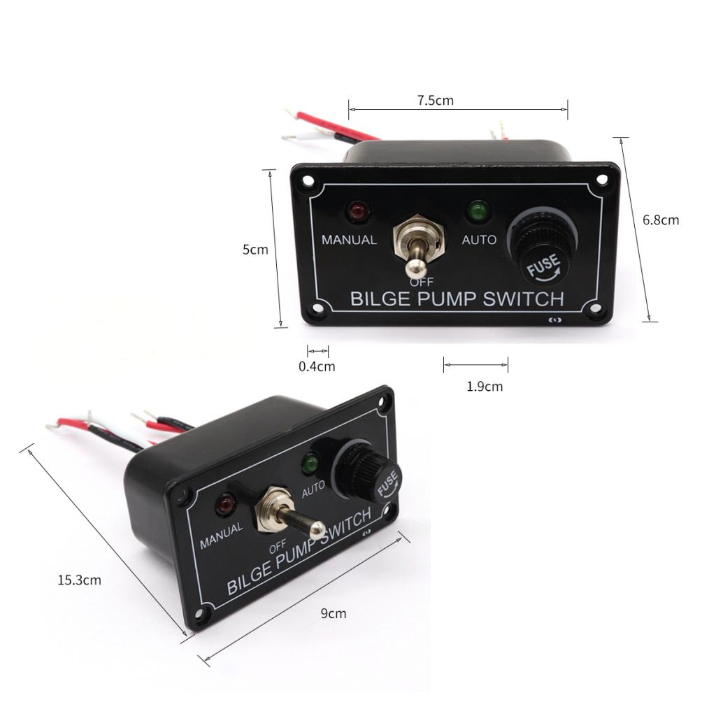 Boat Bilge Pump Switch W/ LED Light Indicator - Panel