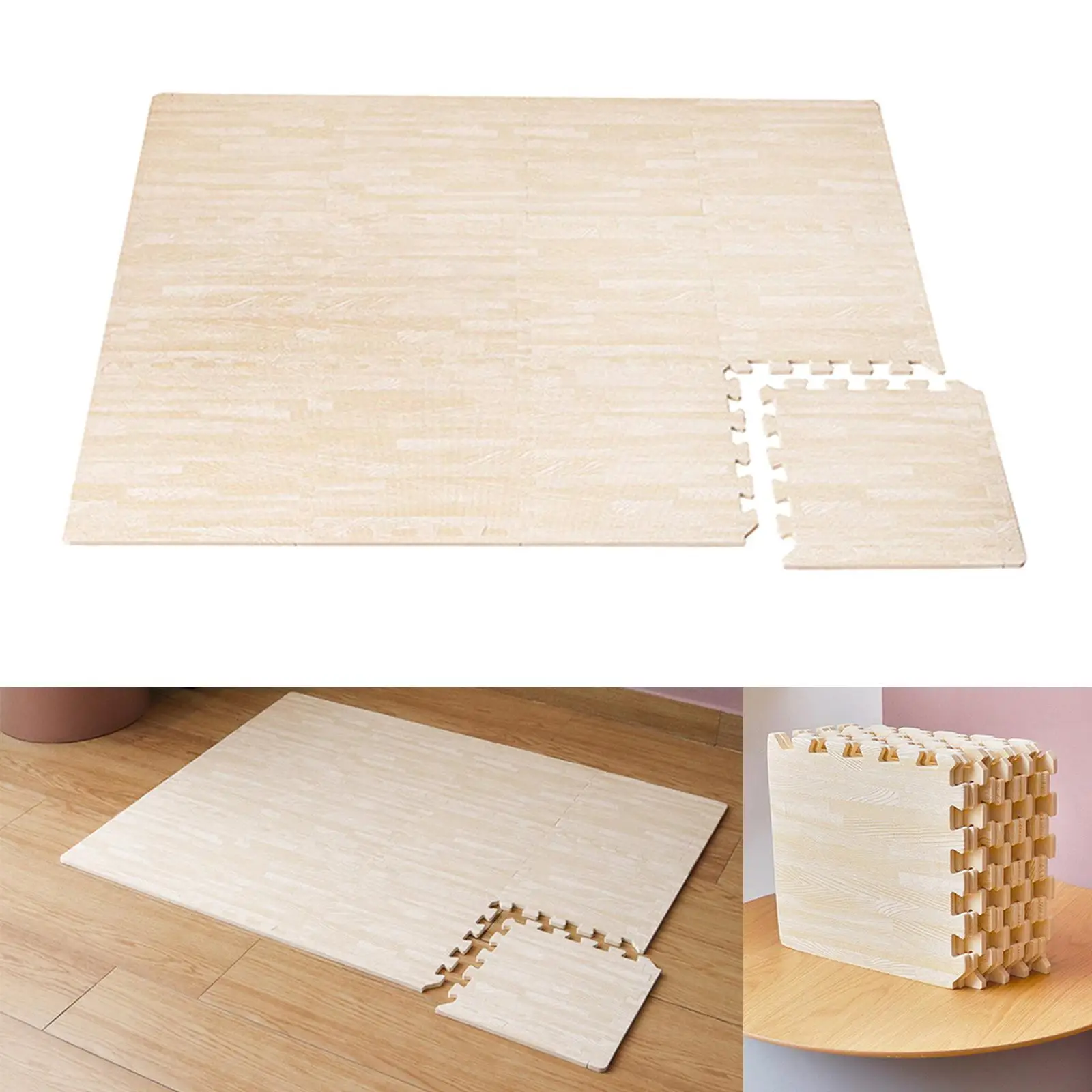 12 Pieces Wood Grain Eva Foam Puzzle Mat Waterproof Padding Tile Pad for Yoga, Meditation, Exercises, 30.5x30.5cm