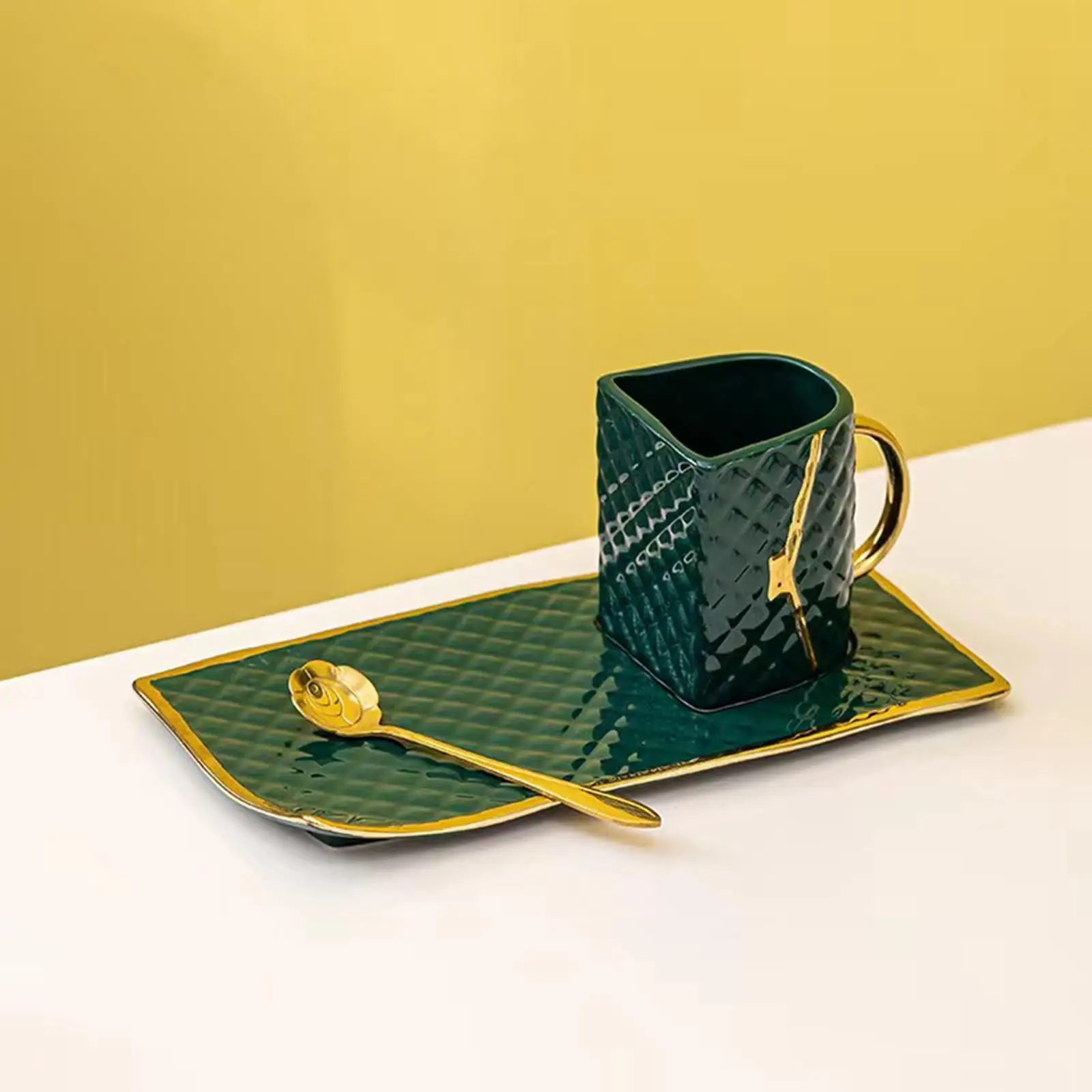 Gold Painted coffee cups and Saucer Set Bag Modeling Ceramic Teacup Coffee Mug Cup for Wedding Christmas Birthday