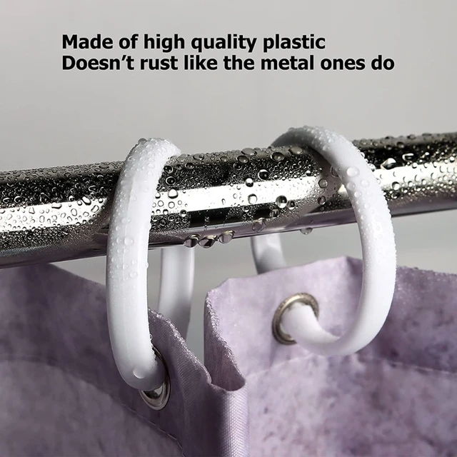 12Pcs Circular Plastic Shower Curtain O Rings Duable Drape Loop