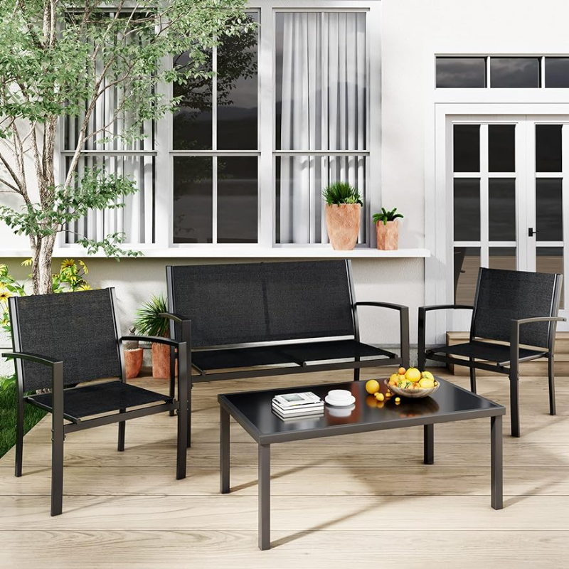 Title 1, Greesum 4 Pieces Patio Furniture Set, Outdoor C...