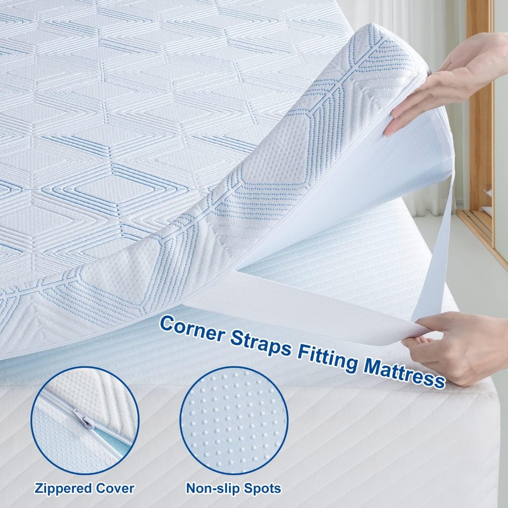 Description Picture 6 of itemBedStory . Mattress Topper, 3 inch Memory Foam Mattress Topper, Cooling Gel-Infused Firm Bed Topper with Anti-Slip