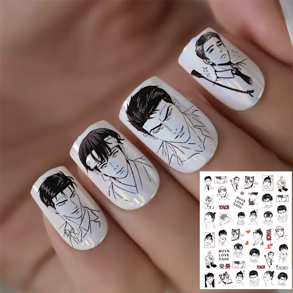 Best of TSC-407 TSC-330 The Love Story Of Two Handsome Korean Cartoons DIY 3D Back Glue Nail Art Stickers Decals Sliders Reviews & Tips