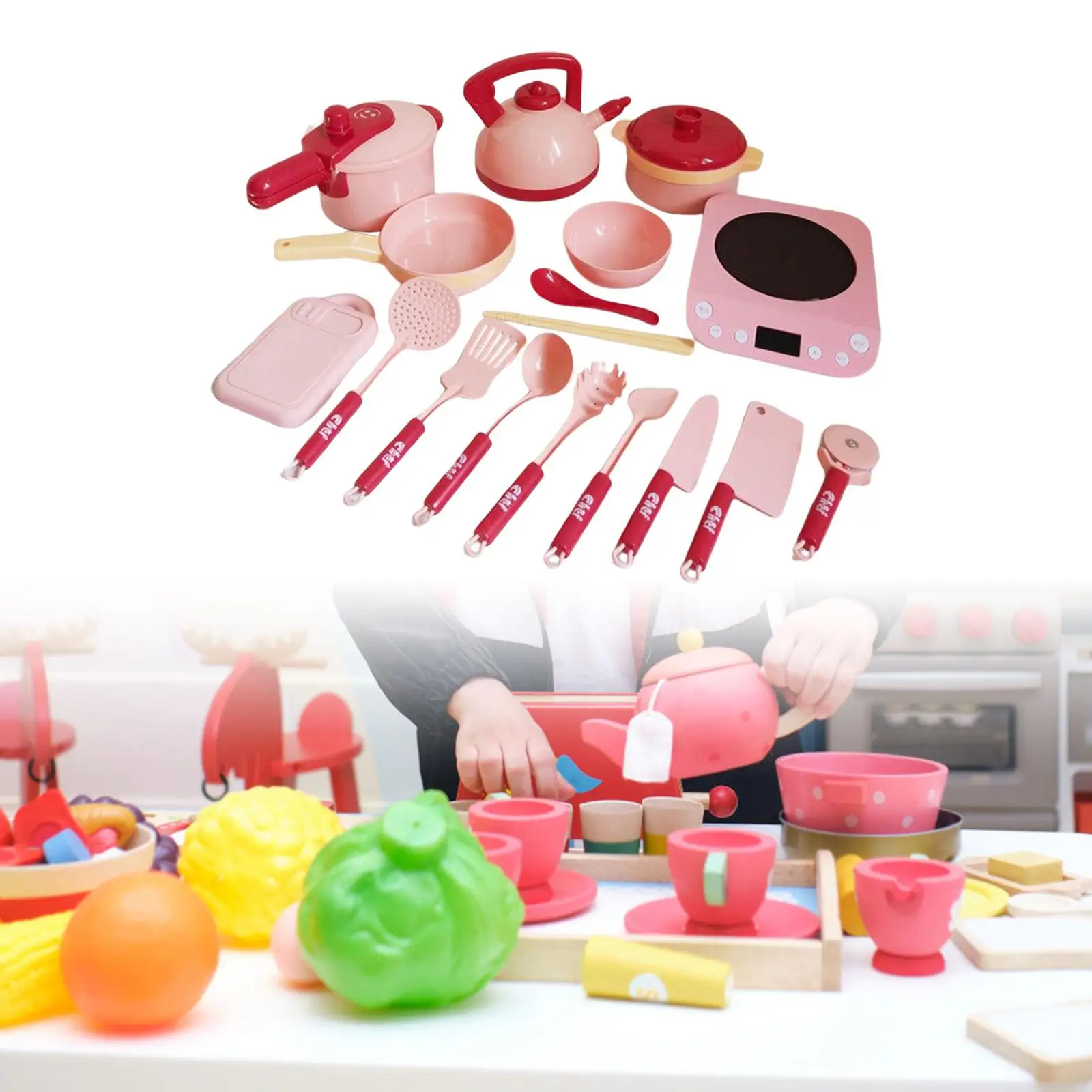 17 Pieces Kitchen Accessories Set Cooking Utensils Toys for Children