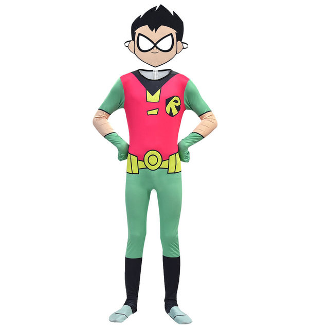 Halloween Costumes for Kids Teen Titans Go Robin Cosplay Boys Girls  Bodysuit and cloak Cartoon Disfraces Carnival Party Clothing - AliExpress