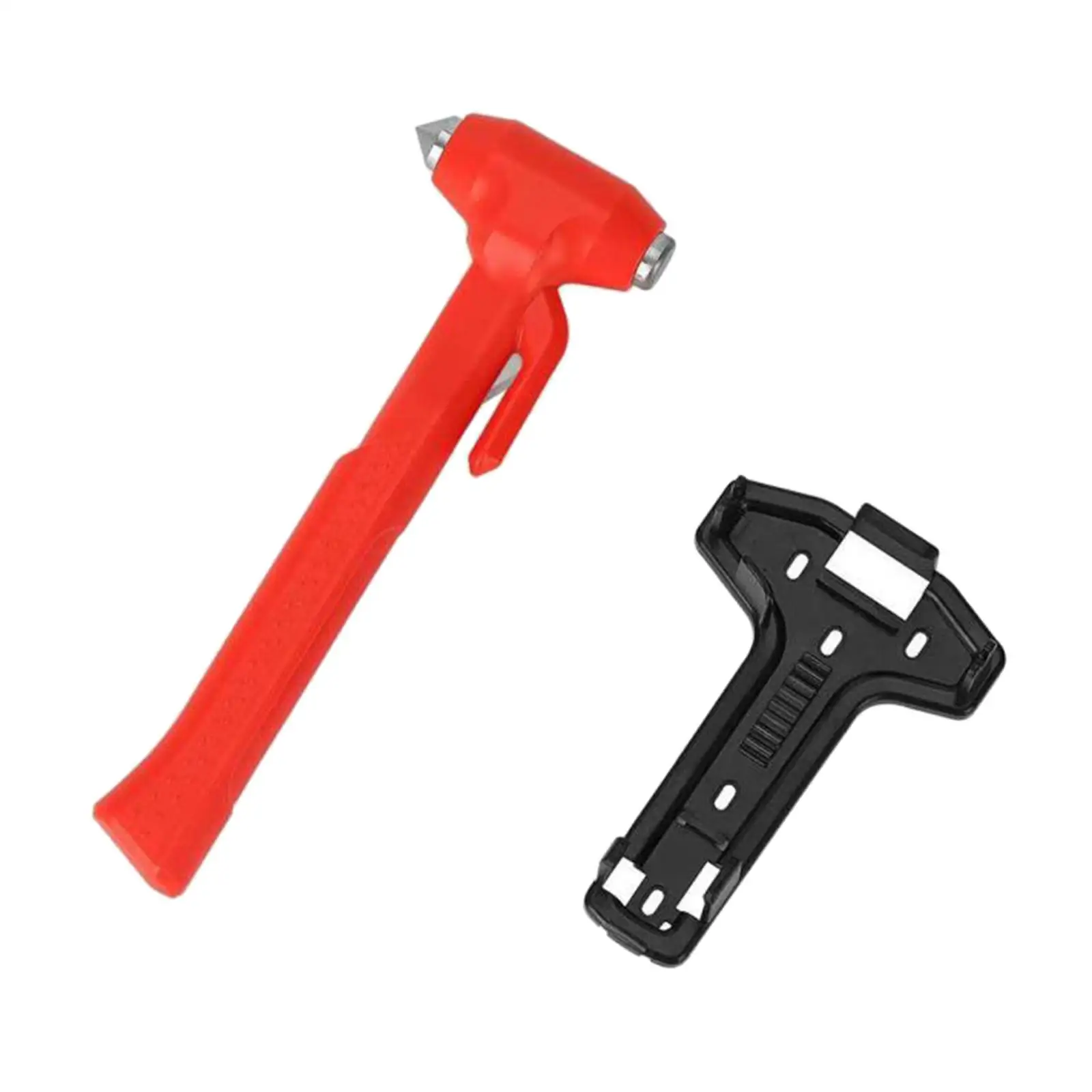 Car Safety Hammer Tool Multifunctional with Bracket Assist Accessories Seat Belt Cutter for Card Vehicles Bus Trucks Red