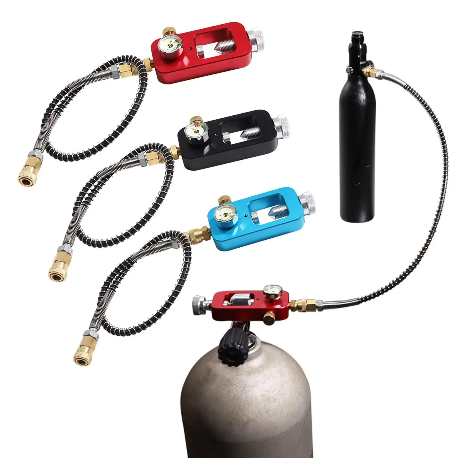 Scuba Cylinder Regulator 4500PSI High Pressure Tank Fill Station Air Hose Charging System Filling Adapter Diameter 6mm 24inch