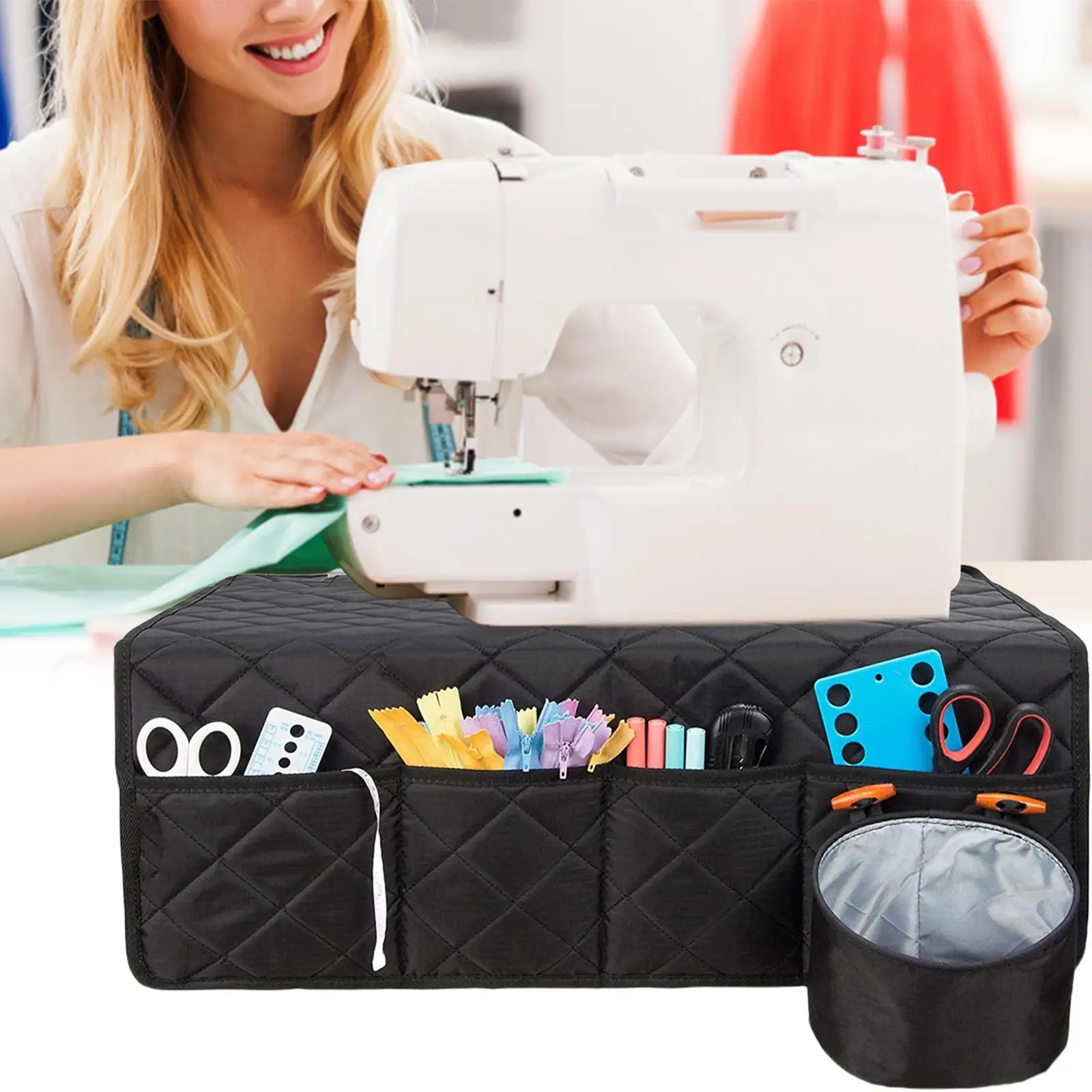 Sewing Machine Mat for Table with Pockets, Water-Resistant Sewing Machine Pad Organizer for Sewing Accessories