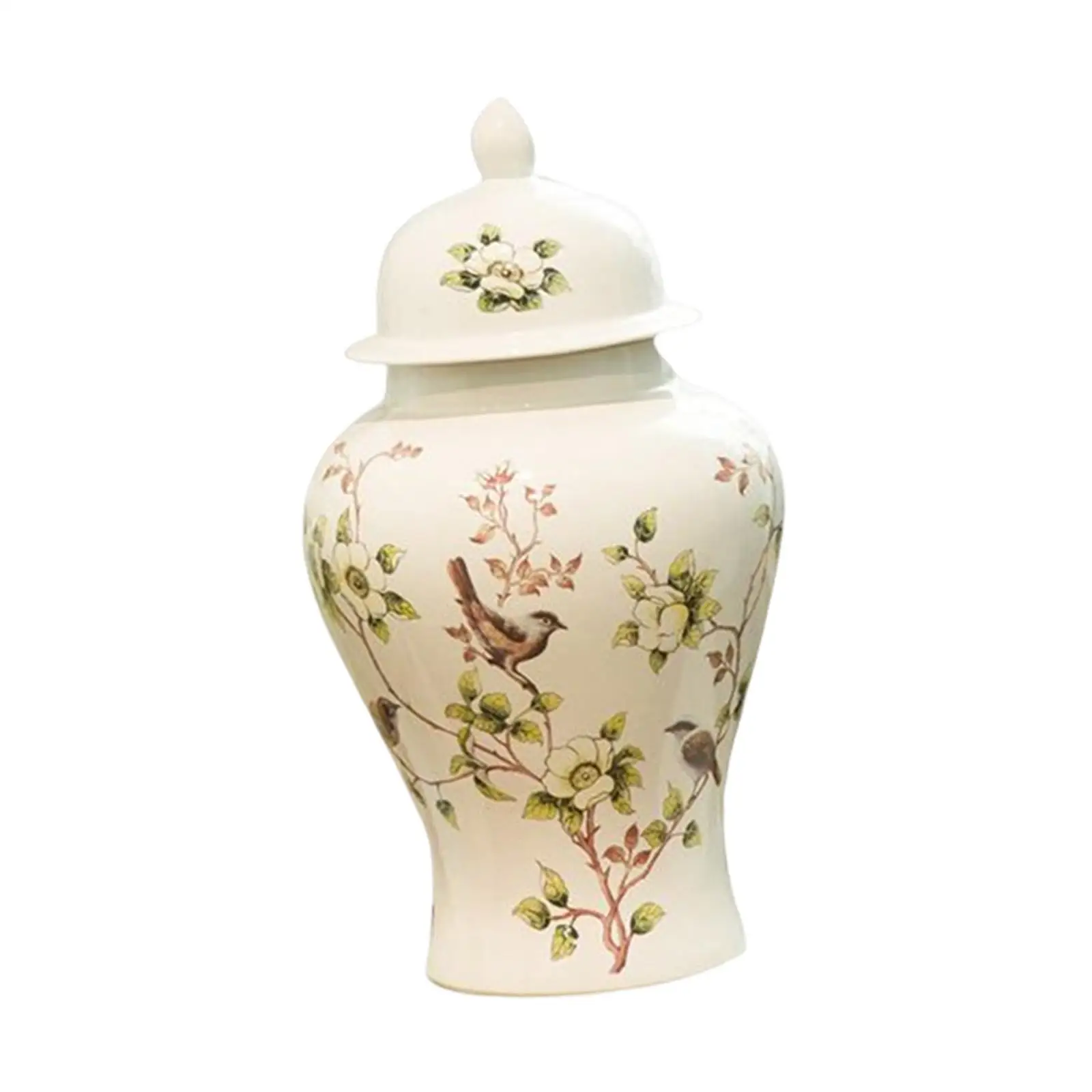Porcelain Temple Jar Vase Decorative with Lid Tall Ornaments Ceramic Ginger Jar for Home Living Room Entryway Fireplace