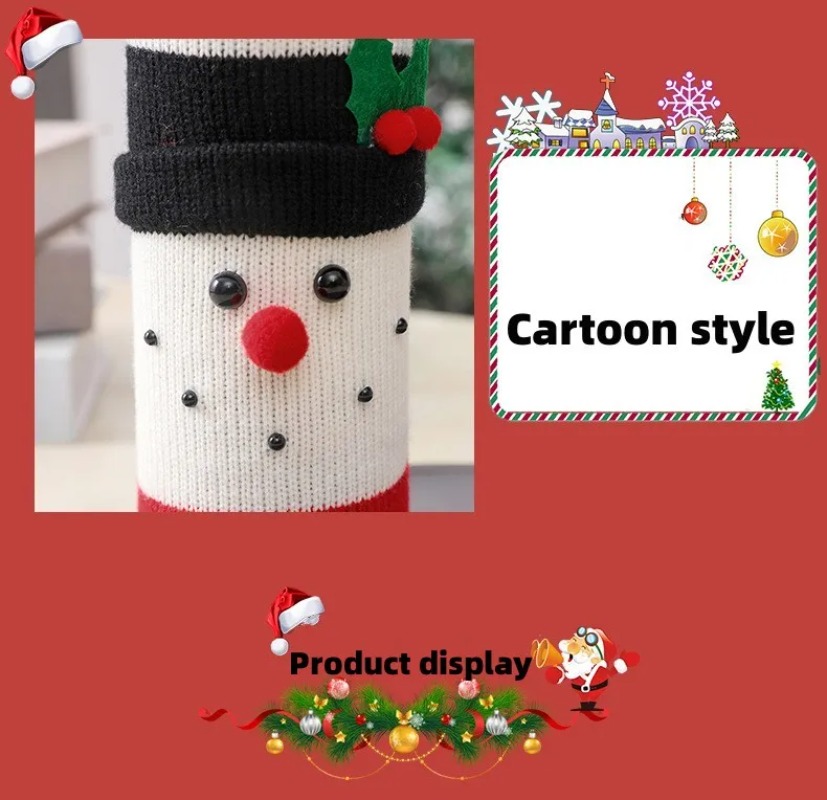 Description Picture 6 of itemChristmas Wine Bottle Cover Set Santa Snowman Woven Wine Bottle Bags For Christmas Party Dinner Table Decorations New Year Gifts