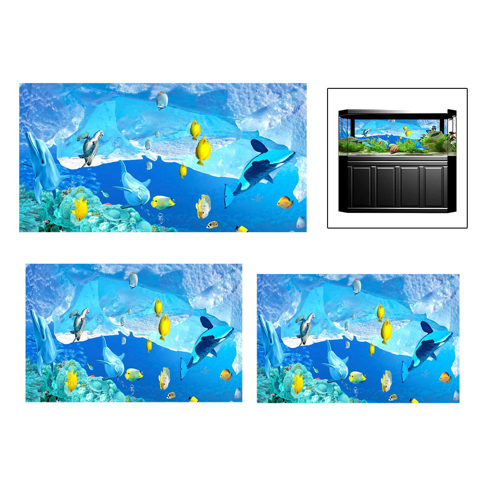 Fish Tank Background Sea Fish & Coral Reef Double Sided Self Adhesive Aquarium Backdrop Landscape Poster Wallpaper Decorations