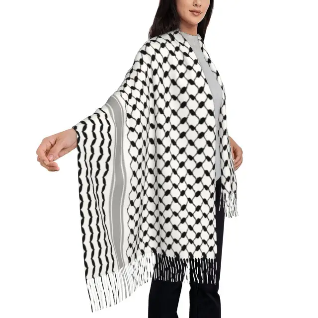 Palestine Flag Scarf Wrap for Women Long Winter Warm Tassel Shawl