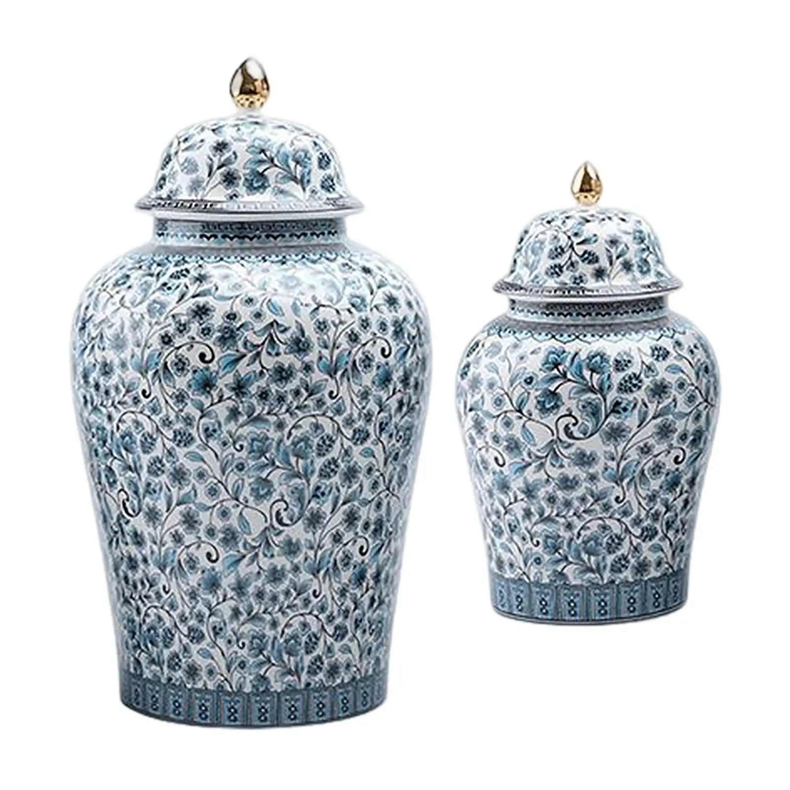Blue and Bud Vase Ginger Jar with Lid Table Decoration Glazed
