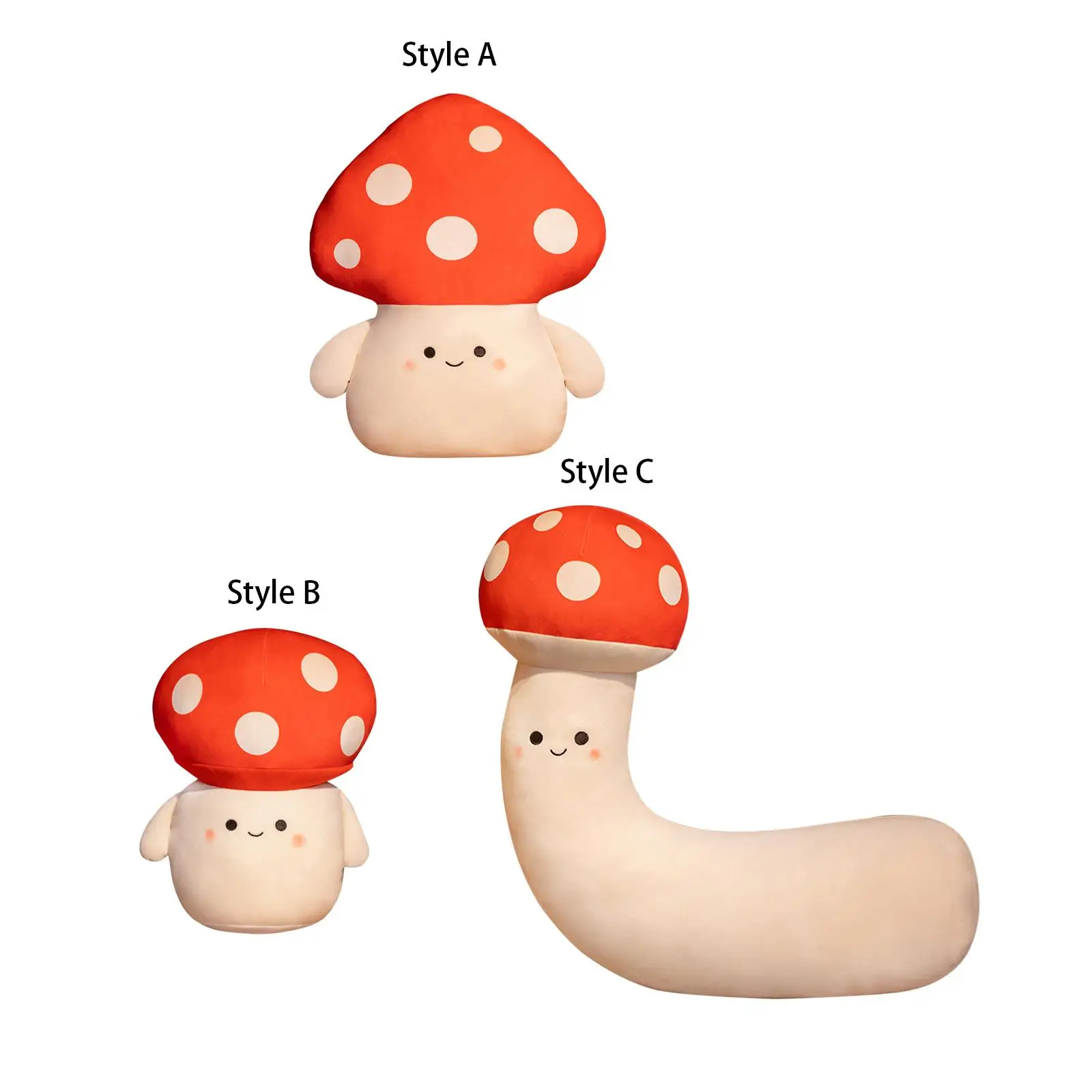 Cute Plush Mushroom Toy Stuffed Mushroom Plush Toy Ornament Soft Throw Pillow for Living Room Bedroom Decor Housewarming Gift