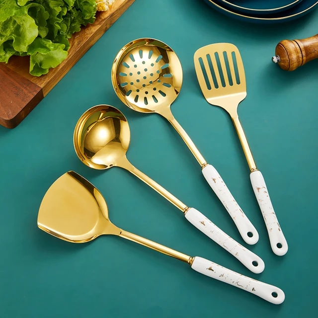 Gold Cooking Utensils Set, Stainless Steel 7 Pieces Kitchen Utensils Set,with  Utensil Holder, Dishwasher Safe, Easy To Clean - Cooking Tool Sets -  AliExpress