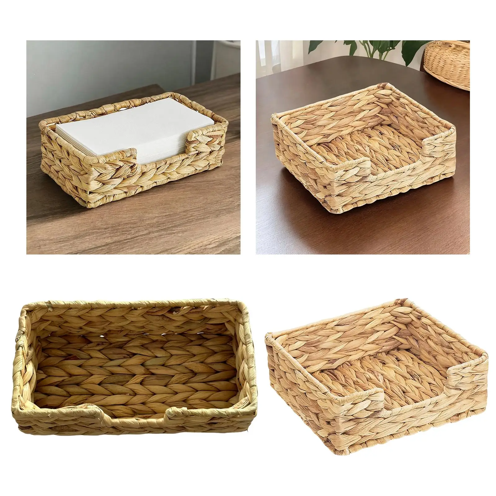 Woven Baskets Rattan Woven Organizer Snacks Serving Tray Container Organizer for Desk Shelves Bedroom Hotel Home Decoration