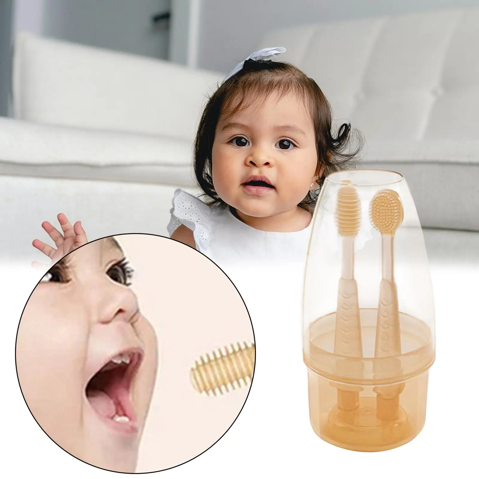 Baby Toothbrush Set Silicone Gift Premium Soft Brush Oral Care Tongue Cleaner Teethers for Infant Sensitive Gums 0-18 Months