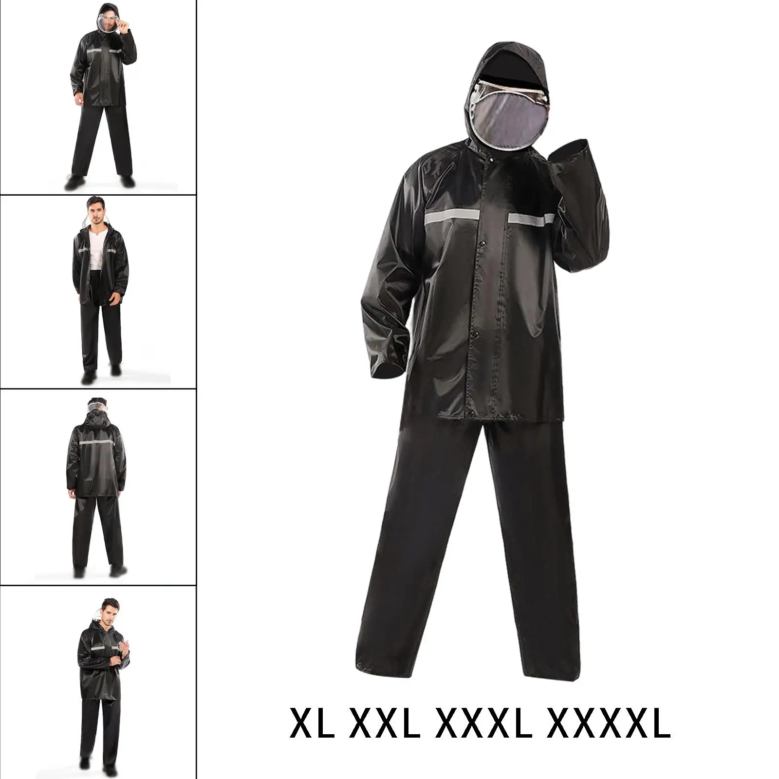 Impermeable Raincoat Men Hood Rain Poncho Waterproof Rain Jacket Pants Suit Rainwear Mens Motorcycle Rain Gear