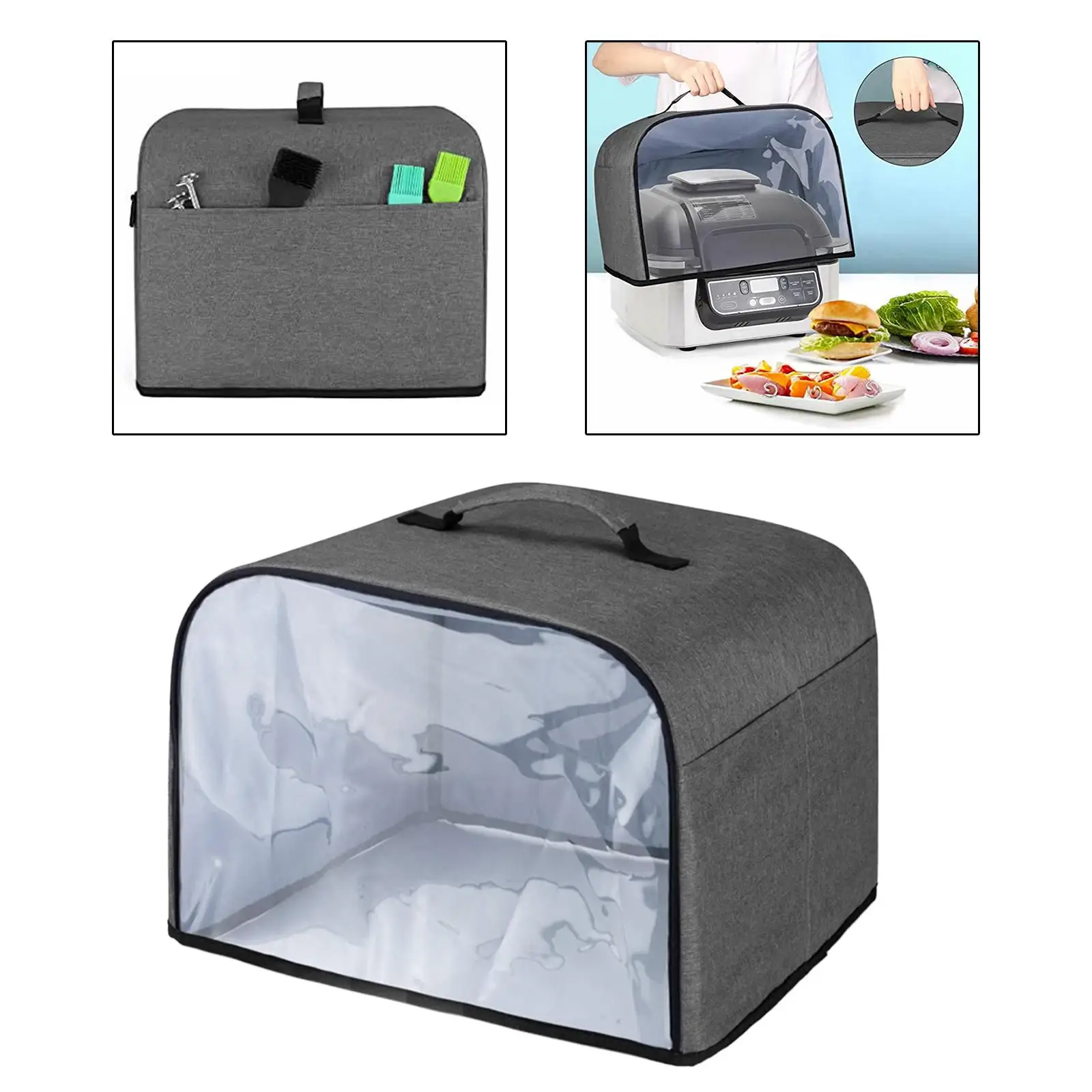 Household Grill Dust Cover Fingerprint Protection Clear Front Panel Dust Proof PVC Oxford Cloth Bread Dust Cover for Bread