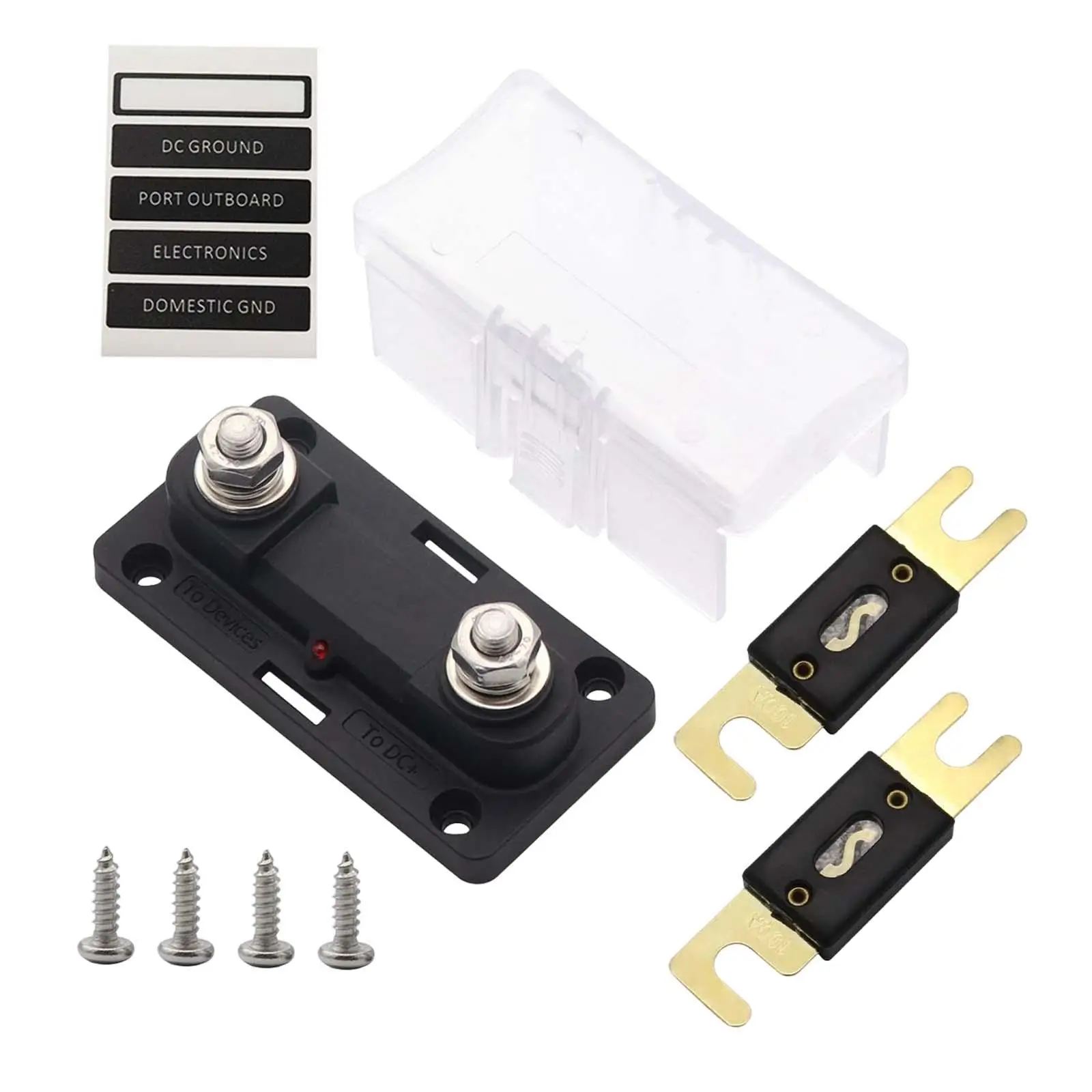 12V/24V Car Anl Fuse Holder with Fuses with Indicator Light M8 Stud Replace Parts Fuse Box for Vehicles boat Automotive