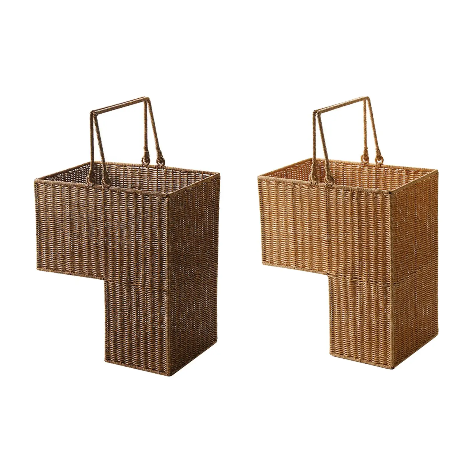 Stair Step Basket Sundries Organizer Multifunctional with Handle Handwoven for Cosmetics Books Home Decorative Patio Bedroom