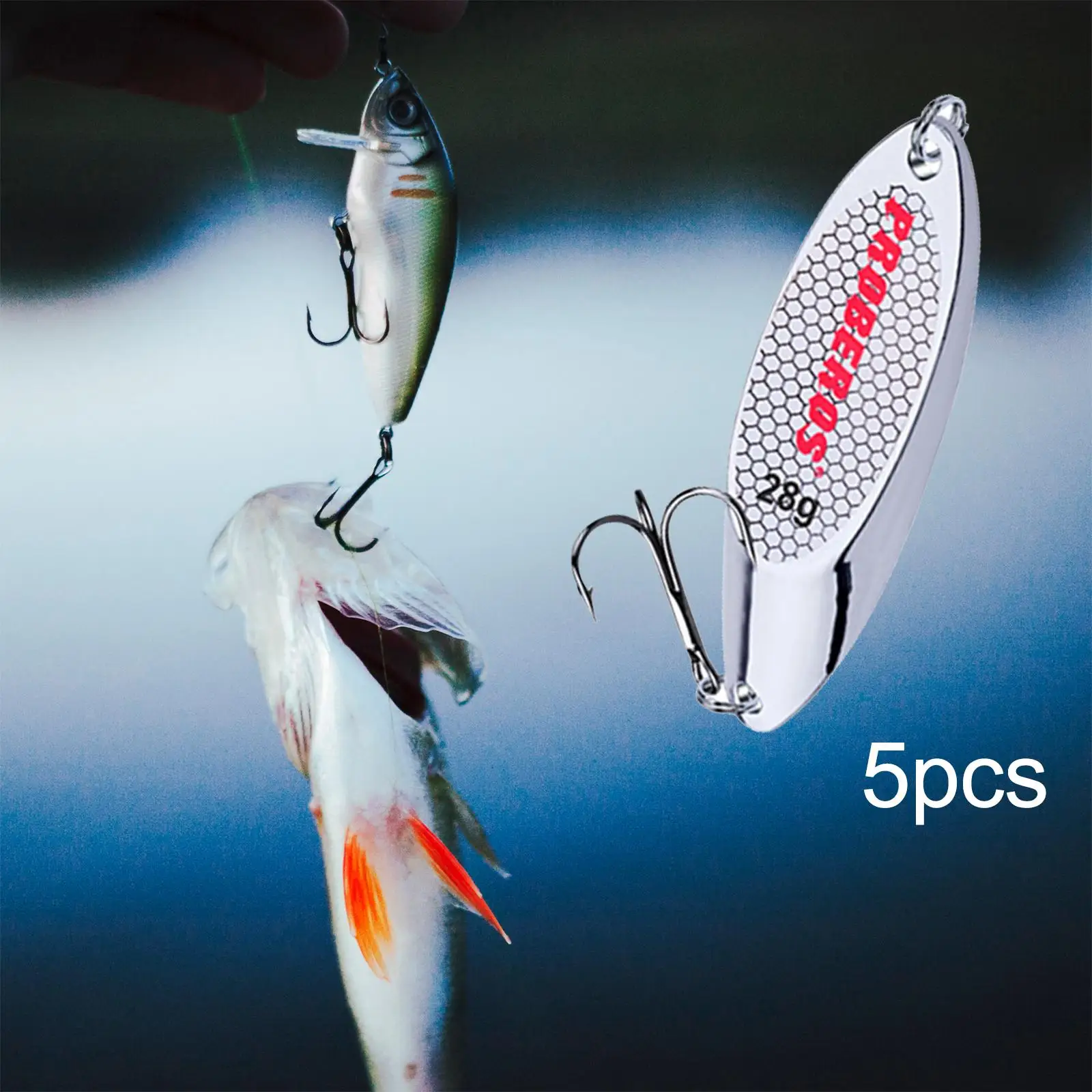 5 Pieces Fishing Spoons Lures Hard for Huge Distance Cast Bass Baits Fishing Baits for Pike Redfish Bass Trout Fishing Equipment