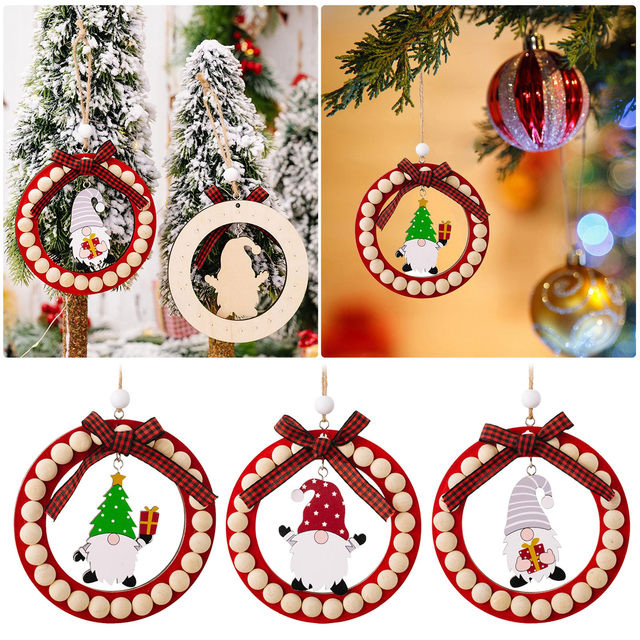 Xmas Christmas Wooden Pendants Wood Craft Christmas Tree