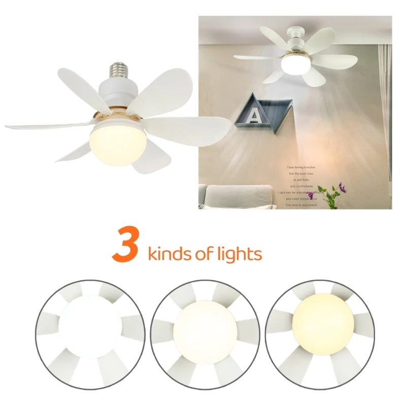 Linear Fan Lamp E27 Base Wireless Remote Control LED Bulb Ceiling Fan Lights Replacement for Bedroom Living Room Kitchen Balcony