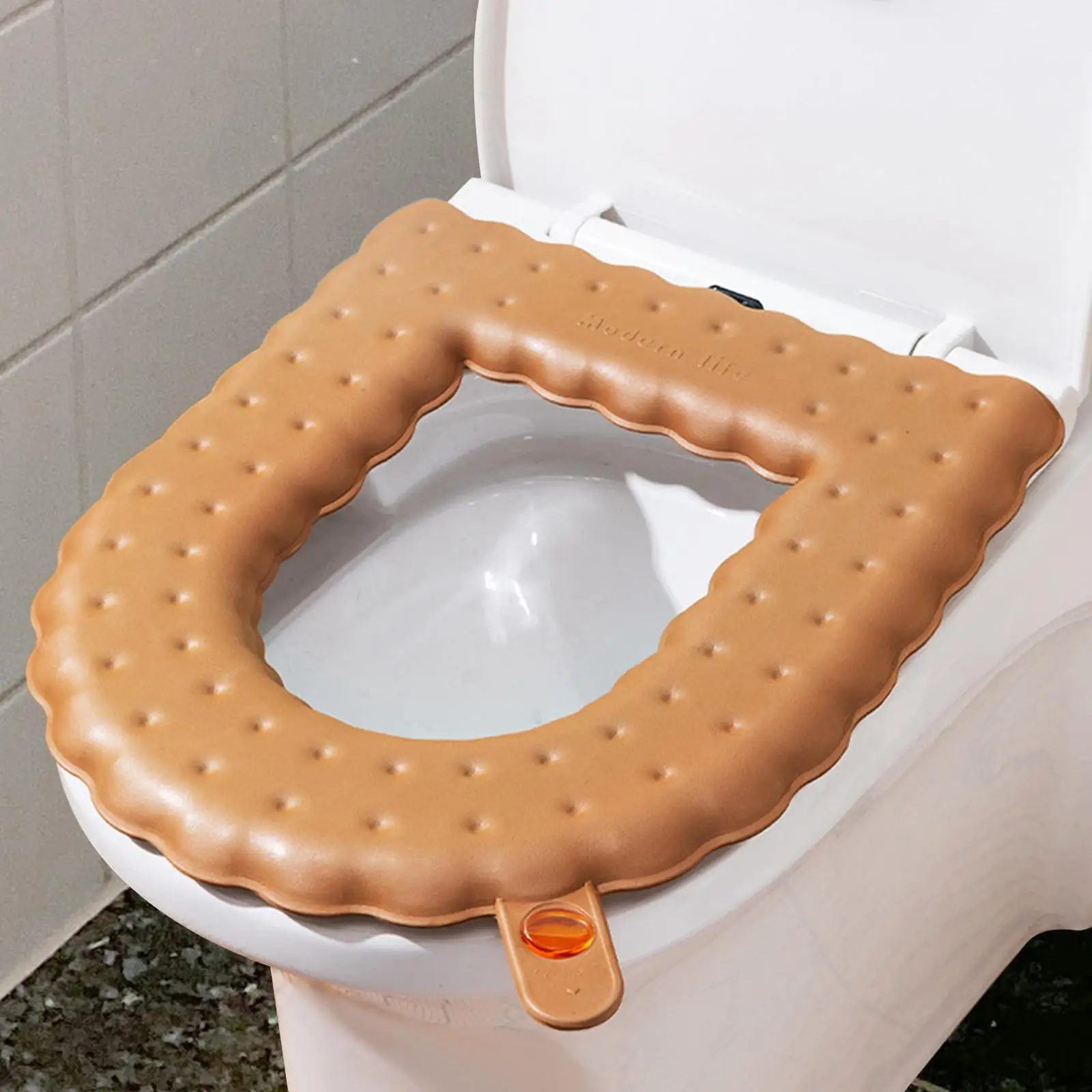 Thicken Toilet Seat Cover Bathroom Washable Practical Flexible with Portable Handle Waterproof for Dorm Home Farmhouse Travel